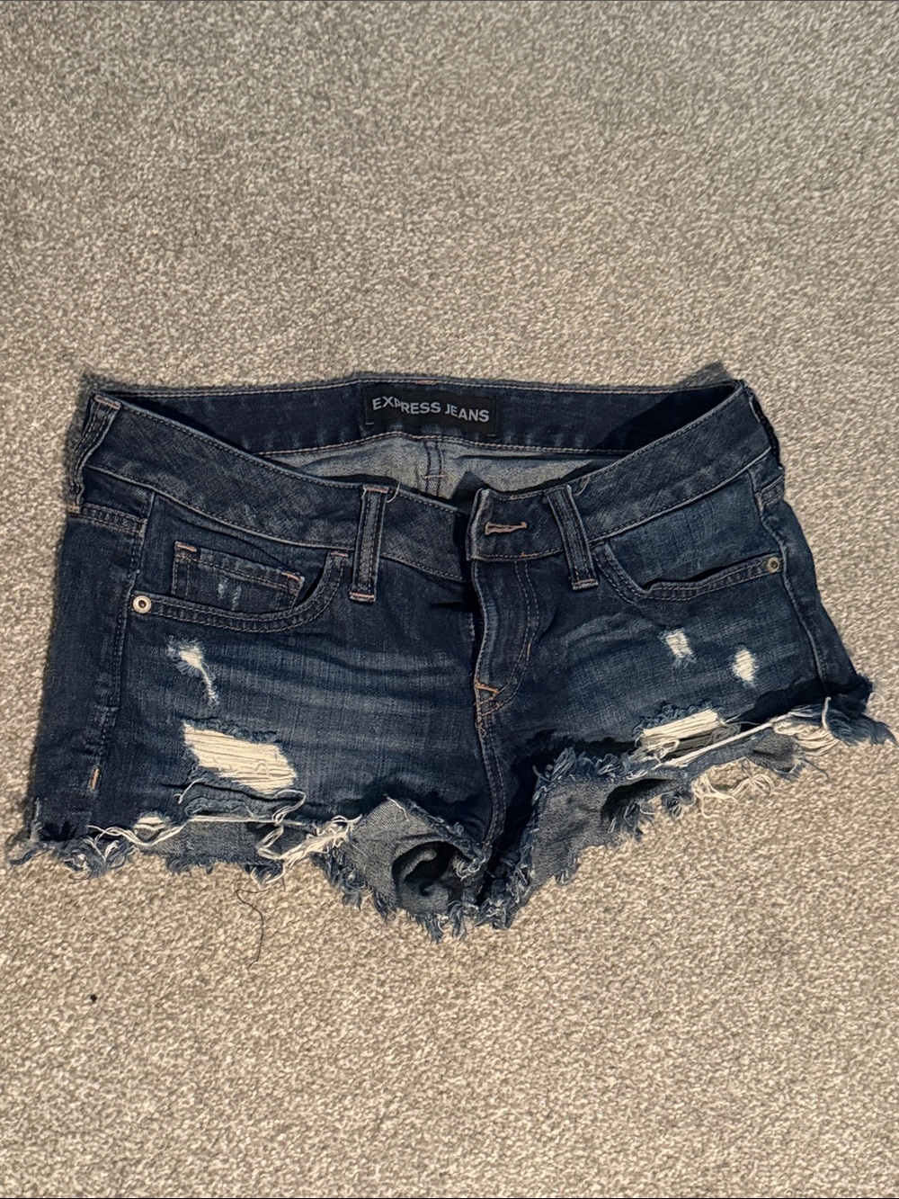 Express Dark Wash Distressed Denim Shorts - Women's
